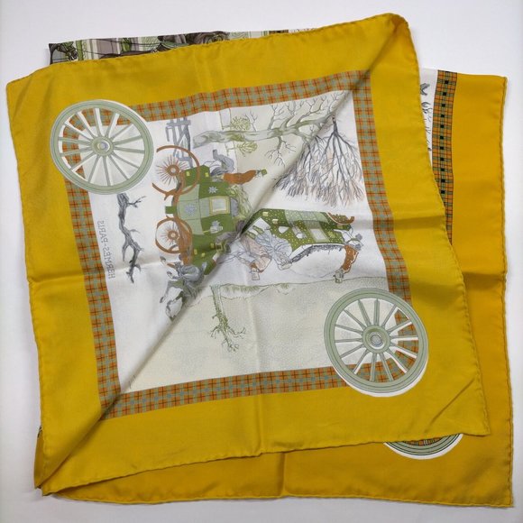 Hermes scarf Carre 90 Yellows Silk100% Authentic Ledoux - Picture 9 of 10